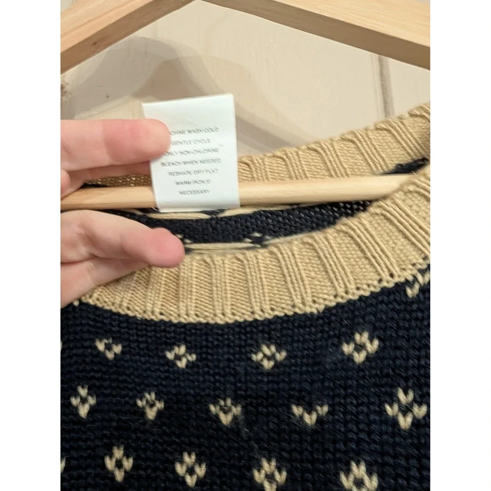 Vintage Old Navy Vintage Reindeer Fair Isle Navy Wool‎ Blend Sweater Holiday